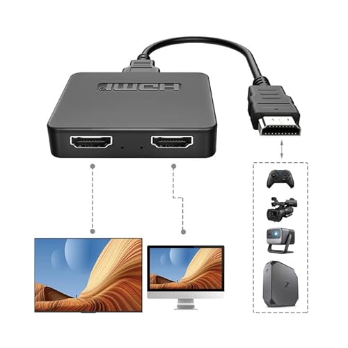 NEWCARE HDMI Kable Splitter 1 in 2 Out, HDMI Splitter 2 Monitore Gleichzeitig, 1 In 2 Out HDMI Splitter, HDMI Verteiler 1 in 2 Out Gleichzeitig für Xbox, Fire Stick, Roku von NEWCARE