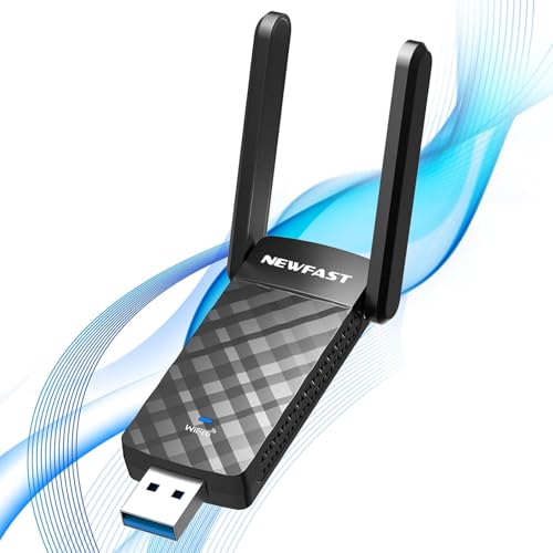 NEWFAST 1800Mbit/s USB WLAN Stick Adapter,WiFi 6 Stick,Dual Band (2.4G/5GHz) USB 3.0 WLAN Adapter für PC/Desktop/Laptop,MU-MIMO,WPA3,2X High Gain Antennen,USB WLAN Stick nur für Windows 10/11 von NEWFAST