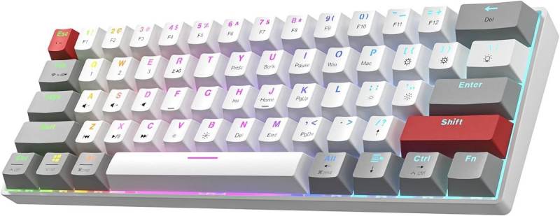 NEWMEN GM610Pro 60 Prozent Mechanische Kabellose TKL Gaming- Tastatur (mit extra Tastenkappen-Set,RGB-Hintergrundbeleuchtung QWERTY) von NEWMEN