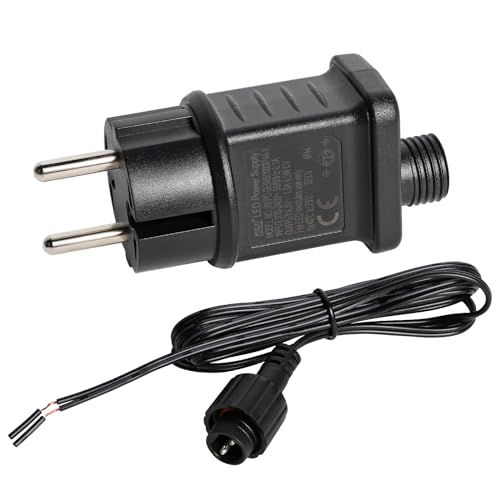 NEWNEN 4.5V Lichterkette Netzteil Adapter, LED Lichterketten Adapter Stecker mit 3-Meter-Verlängerungskabel, IP44 Wasserdicht Transformator für Weihnachtsbeleuchtung Lichtervorhang LED (4.5V 4.5W 1A) von NEWNEN