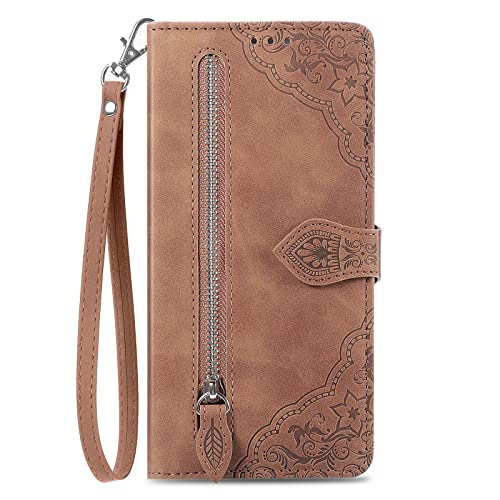 NEXCURIO Handyhülle für Samsung Galaxy S23+ (S23 Plus) 5G Hülle Klappbar mit Kartenfäch Ständer Klapphülle Schutzhülle Leder Wallet Flip Case Cover Tasche Handytasche Stoßfeste - Braun von NEXCURIO