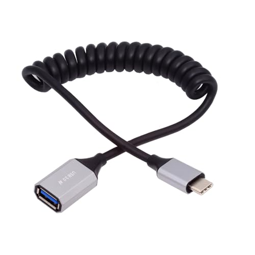 NFHK Kabel USB-C Typ-C Host auf USB3.0-A Buchse OTG Stretch-Spiralkabel 100 cm Verlängerung 5 Gbps für Festplattentelefonkameradaten von NFHK