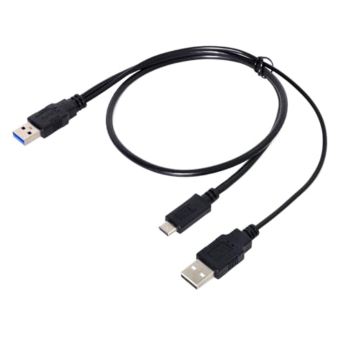 NFHK Typ-C USB-C auf USB 3.0 Stecker USB 2.0 Dual Power Daten Y-Kabel für Laptop-Festplatte von NFHK