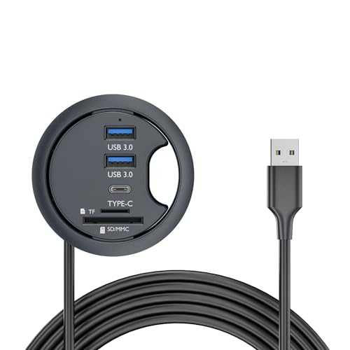 NFHK USB 3.0 Hub SD TF USB-C 2 Port USB 60 mm Schreibtisch Tülle Splitter Dockstation Micro-SD Kartenleser für Desktop-PC von NFHK