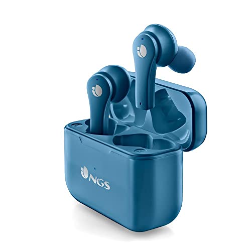 NGS ARTICA Bloom Azure - Kabellose Ohrhörer kompatibel mit Bluetooth und TWS, Mikrofon, bis zu 24h, Touch Controls, USB Typ C, Ladestation, Blau von NGS