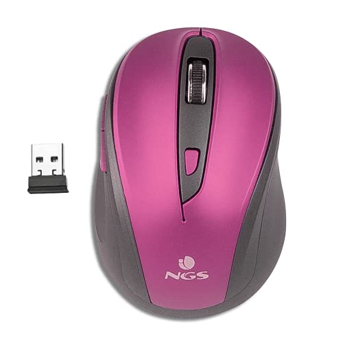 NGS EVO MUTE PURPLE - Kabellose Optische Maus, 2.4GHz, USB-Maus für Computer oder Laptop mit 5 LautloseTasten und Scrollfunktion, 800/1600dpi, Lila von NGS