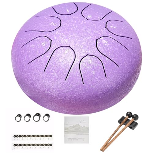 NHJGYSDY 6 Zoll 8 Noten Hand Pan Drum mit Trommelschlägeln Aufkleber Fingerpicks Klangheilungsinstrumente Regentrommelinstrument für Yoga Meditation Einzigartiges Geschenk von NHJGYSDY