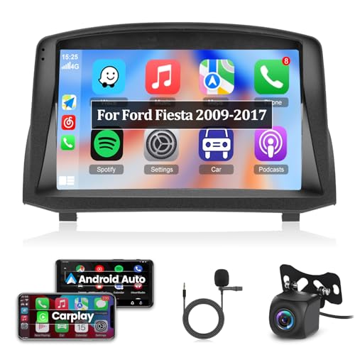 2+64G Android Autoradio für Ford Fiesta 2009-2017 mit Carplay und Android Auto - 9 Zoll Touchscreen Radio - WiFi GPS SWC + Rückfahrkamera & Mikrofon von NHOPEEW