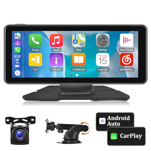 Carplay & Android Auto Display - 6,86 Zoll HD Touchscreen Carplay Monitor - Bluetooth/Spiegelverbindung/Air Play/FM/Rundfunkgerät mit Zigarettenanzünder + AUX/TF/USB & Rückfahrkamera von NHOPEEW