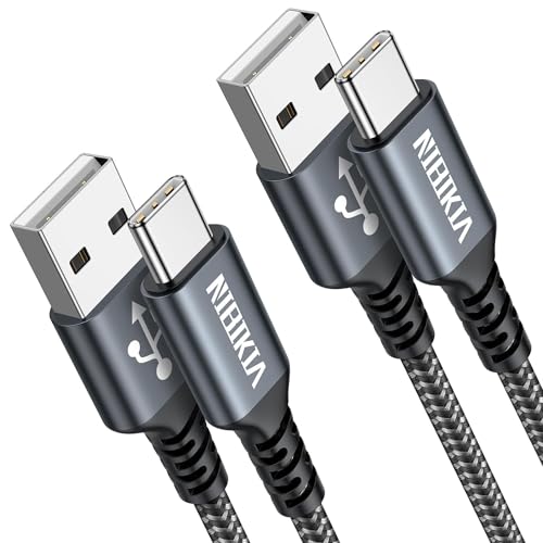 USB C Kabel, [2 Stück 1M] Nylon Fast Charge Schnellladekabel Typ C Ladekabel für Samsung Galaxy S22 S21 S20 S10 A13 A14 A21 A40 A53 A54, Google Pixel, Motorolo, Nokia, Xiaomi Redmi von NIBIKIA