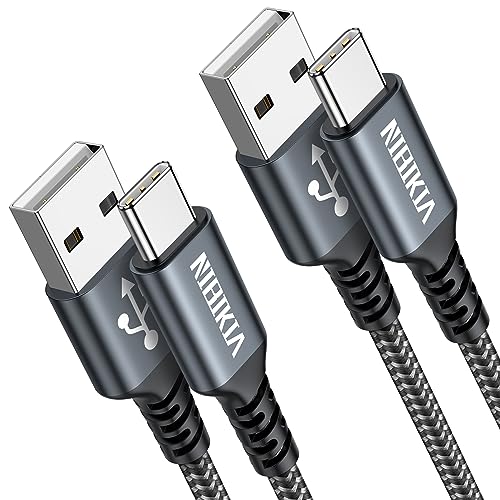 NIBIKIA USB C Kabel, [2 Stück 2M] Nylon Fast Charge Schnellladekabel Typ C Ladekabel für Samsung Galaxy S22 S21 S20 S10 A13 A14 A21 A40 A53 A54, Google Pixel, Motorolo, Nokia, Xiaomi Redmi von NIBIKIA