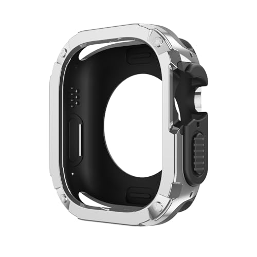 NIBYQ 2-in-1-Hülle für Apple Watch Serie 8/7/SE/6/5/4 Ultra 41 mm 45 mm 40 mm 44 mm 49 mm TPU PC stoßfester Schutz Bumper für iwatch(Silver,41mm) von NIBYQ