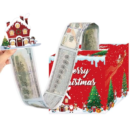 Geldkasten,Papier Weihnachtsgeldhalter mit Karte und 30 Prozent transparente Plastiktüten DIY Fun Holiday Cash Box für Mädchen Jungen Mama Vater Freunde, Weihnachtshaus von NIDONE