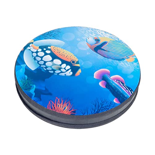 Sea Drum Hand Beat Drum Ocean Wave Perle Schlagzeug -Percussion -Spielzeug mit Fisch Patton für Kinder Kinder Baby Blau 13inch von NIDONE