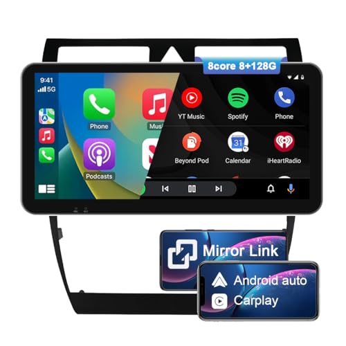 NIKOCENT 10,33 Zoll Autoradio für Audi A6 C5 RS6 S6 mit Wireless CarPlay Android Auto, Android 13 Autoradio mit Rückfahrkamera Mirroring Bluetooth GPS WiFi FM RDS Split-Screen (8GB+128GB) von NIKOCENT