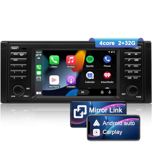 NIKOCENT 7 Zoll Autoradio für BMW X5 E53 mit Wireless CarPlay Android Auto, HD Touchscreen Bluetooth Autoradio GPS Navigation WiFi FM DSP EQ Rückfahrkamera Lenkradsteuerung (2GB+32GB) von NIKOCENT