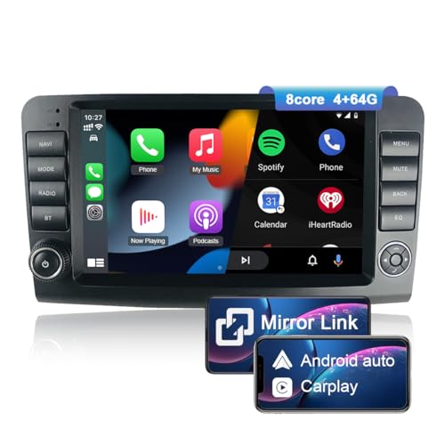 NIKOCENT 9 Zoll Autoradio für Mercedes Benz GL ML Klasse W164 X164 ML350 ML500 GL350 GL450 2005-2012 mit Wireless CarPlay Android 13 Autoradio WiFi Bluetooth EQ DSP Rückfahrkamera (4GB+64GB) von NIKOCENT