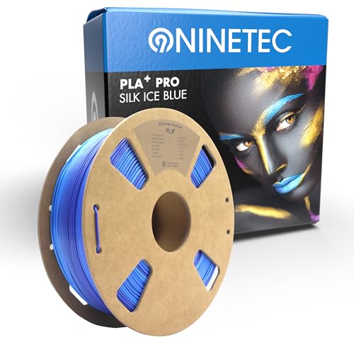NINETEC BIO PLA+ Filament 1.75mm PLA Plus 3D Drucker Filament 1 kg Spule Maßgenauigkeit +/- 0,03mm PLA+ FDM Druckerverbrauchsmaterial PLA+ Pro Silk Ice Blue von NINETEC