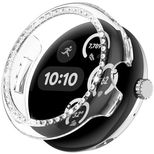 NINKI Bling Schutzhülle für Google Pixel Watch 3 41 mm, transparent/Pixel Watch 2 Hülle/Pixel Watch 2022, transparent, Glitzer-Diamant-Strass-Schutzhülle für Pixel Watch 3 41 mm von NINKI