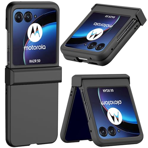 NINKI Flip Case für Motorola Razr 50 2024 hülle mit Scharnierschutz, Motorola Razr 50 Schutzhülle, Hard PC Thin Shockproof handyhülle für Motorola Razr 2024 Motorola Razr 5g Flip Case Schwarz von NINKI