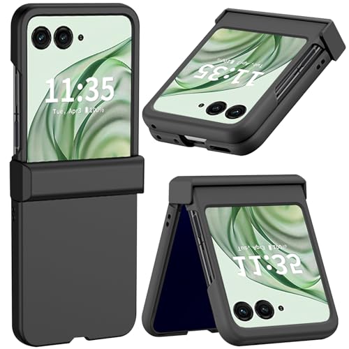 NINKI Flip Case für Motorola Razr 50 Ultra 2024 hülle mit Scharnierschutz, Motorola Razr 50 Ultra Schutzhülle, Hard PC Thin Shockproof handyhülle für Moto Razr+ 2024 Motorola Razr Flip Case Schwarz von NINKI