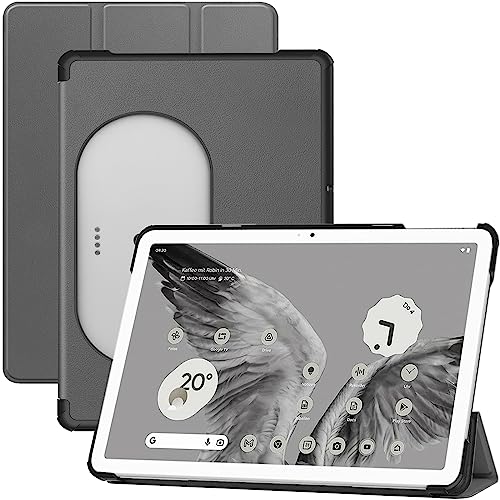 NINKI Kompatibel Google Pixel Tablet 2023 Cover Stand, Google Pixel Tablet Hülle (mehrere Blickwinkel), Hard PC PU Leder Rückseite Schutzhülle Case für Google Pixel Tablet 2023 Zubehör Grau von NINKI