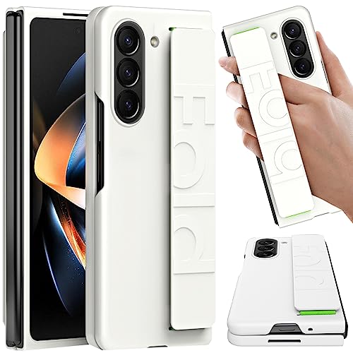 NINKI Kompatibel Samsung Galaxy Z Fold 5 Hülle mit Handschlaufe,Anti-Kratzer Stoßfeste Gurt handyhülle Dünne Schutzhülle für Samsung Galaxy Z Fold 5 Case,Samsung Fold 5 Telefonhülle Frauen Männer Weiß von NINKI