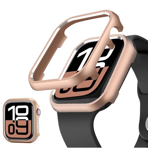 NINKI Schutzhülle für Apple Watch Serie 10, 42 mm, 2024, Metallgehäuse für Apple Watch 10, 42 mm, Stoßstange für Apple 10, iWatch Serie 10, Hülle für Apple Watch Serie 10, 42 mm, Roségold von NINKI