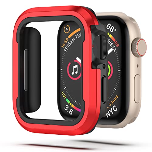 NINKI für Apple Watch Series 10 Schutzhülle 42MM Rot Apple Watch 10 Case Aluminium Bumper Anti-Fall TPU Cover für Apple Watch 10 Hülle 42MM hülle Apple Watch 10 iWatch 10 Schutzhülle 42MM - Rot von NINKI