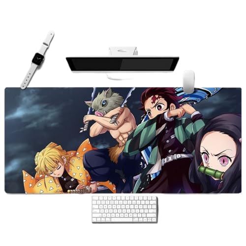 Demon Slayer Gaming-Mauspad, glatte Oberfläche, Computermatte für Schreibtischschutz, rutschfeste Schreibtischunterlage, erweitertes Gaming-Pad, große Schreibtischunterlage, XXL-Mauspad (Typ 2, 900 x von NIRBO