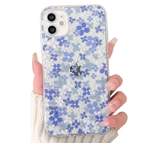 NITITOP Kompatibel mit iPhone 11 Hülle Schützende Niedliche und Transparente mit Blumenmuster für Frauen und Mädchen in TPU Weich und Antichoc Housse - Blau von NITITOP