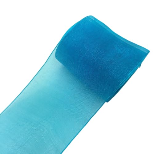 NIUSABOU 5cm x 4,5m Geschenkband Spitzenbordüre Schneegarn Spitzenbesatz Dekoband Spitzenbordüren Tüllband Bänder for Nähen, Hochzeit, Geburtstag(Sea Blue) von NIUSABOU