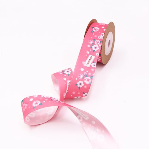 NIUSABOU Satinband Deko, Blumenband, Bastelband, for Haarschmuck, DIY Geburtstag, Party Deko, Nähen, 25mm breit x 5m lang(Pinkred) von NIUSABOU