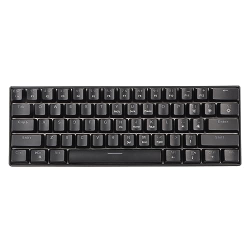 Mechanische Tastatur mit 61 Tasten, Tragbar, Kompakt, 60% Gaming-Tastatur mit LED-Hintergrundbeleuchtung für -PC-Laptop (Schwarzer, oberflächenblauer Schalter) von NIZUUONE