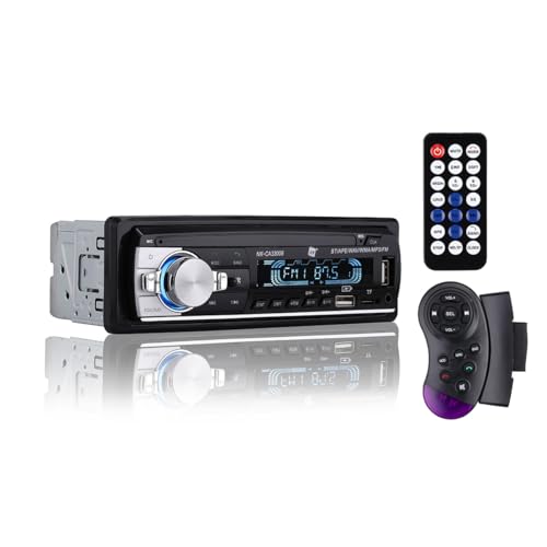 NK Autoradio mit RDS – 1 DIN – 4 x 40 W – Bluetooth 5.0, AUX-Funktion, MP3-Player und x2 USB, FM-Stereo-Sound, Freisprecheinrichtung, Fernbedienung, LCD-Display, iOS & Android (eMark) von NK