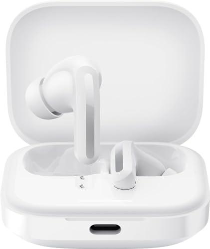 NK Redmi Buds 5 Kabellose Kopfhörer Bluetooth 5.3, aktive Geräuschunterdrückung bis zu 46 dB, bis zu 10 Stunden Akkulaufzeit und 40 Stunden mit Ladekoffer, Weiß von NK