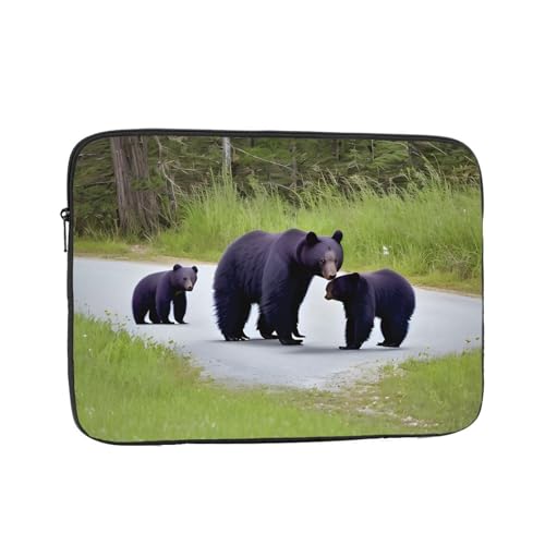 NNSOOD rge and Small Black Bears Prints Tragbare Laptop-Hülle – Stoßfeste tragbare Laptop-Hülle Tasche 12 Zoll für Damen und Herren Geschäftsreisen, Büro Alltag von NNSOOD