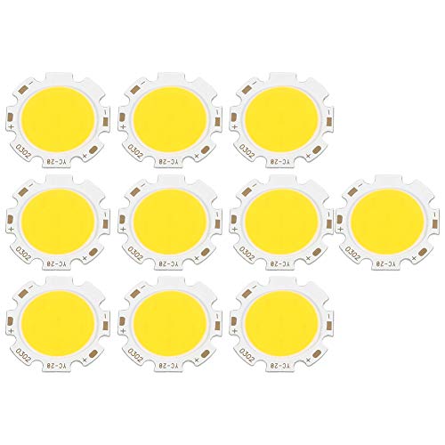 10 Stück Runde COB 3 W Hochleistungs-LED-Chip-Birnenlampe, Licht, warmweiß/kaltweiß/weiß (Warmes Licht 3000K) von NOENNULL