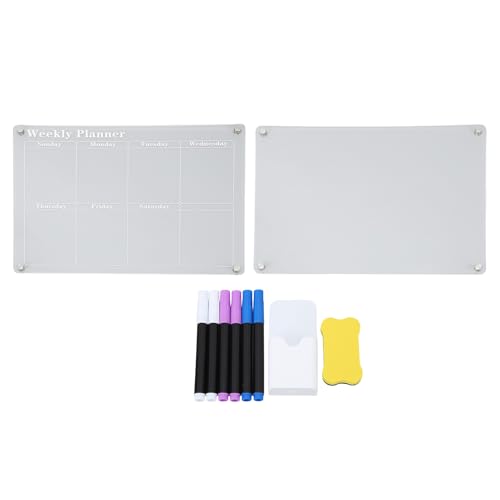 15,7 X 11,8 Zoll Acrylkalender für Kühlschrank Kühlschrank Magnetischer Trocken Abwischbarer Kalender Acryl Klare Planertafel für Kühlschrank Kühlschrank (Wochenplantafel + leere von NOENNULL