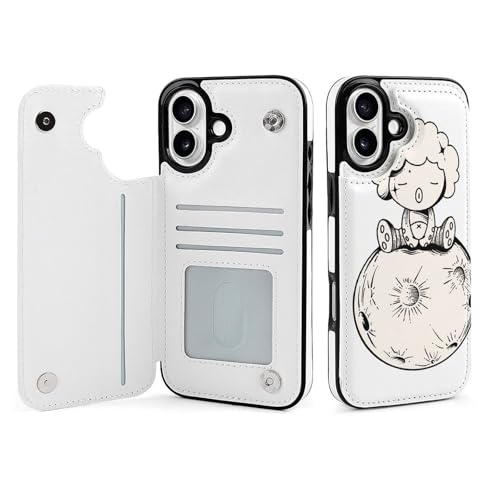 Octopus Moon Schutzhülle für iPhone 16 Plus, abnehmbare Brieftaschen-Schutzhülle mit Kartenhalter, PU-Leder, Flip-Folio-Schutzhülle mit RFID-blockierendem Ständer, Handschlaufe, stoßfeste Handyhülle von NOERQ