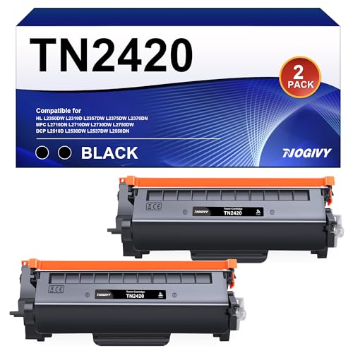 NOGIVY TN2420 TN2410 Toner mit Chip Kompatibel für Brother TN2420 TN-2410 TN-2420 für Brother MFC L2710DW MFC-L2710DW MFC L2710DN HL-L2350DW DCP-L2530DW HL-L2310D MFC-L2750DW (Schwarz, 2er-Pack) von NOGIVY