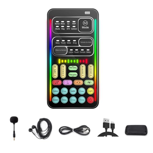 NONDK I9 Komplett-Set mit Stimmenwechsler, Multiple Audio-Effekte, Bluetooth, Soundkarten in Mikrofon-Werkzeug, Soundkarte auf ultradünnem Laptop von NONDK