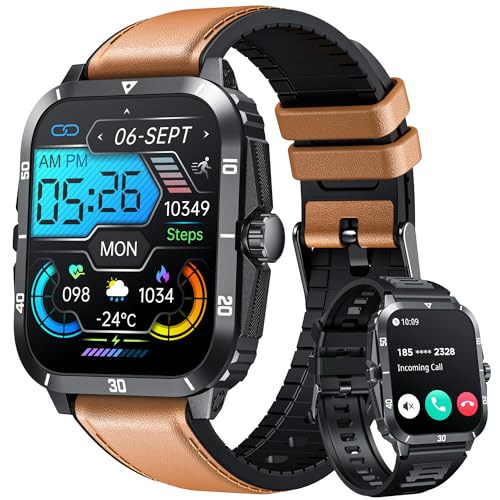 Smartwatch Armbanduhr Fitnessuhr Sportuhr Wasserdicht: 2,0" Touchscreen Herren Uhr mit Blutdruckmessung Schrittzähler Sport Fitness Tracker Herzfrequenz Telefonfunktion Uhren Kompatibel Android iOS von NONGAMX