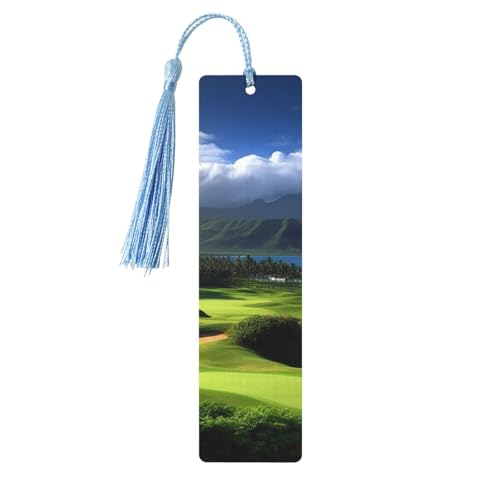 Scenic Hawaii Golf Tropical Wood Bookmark for Men Women Wooden Bookmarks Unique Handmade Bookmarks with Tassel Pendant Craft Bookmark for Book Lovers Birthday Teachers Gift von NONHAI