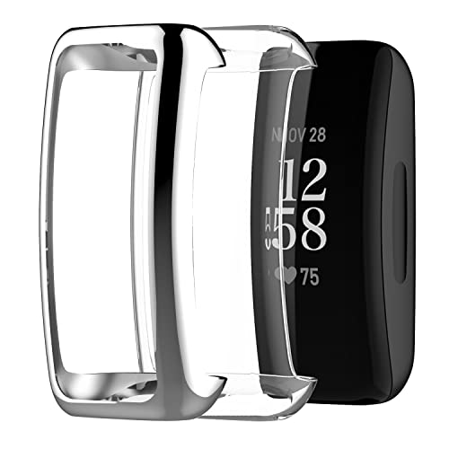 NOOETAH TPU-Displayschutzfolie, kompatibel mit Fitbit Inspire 2 Smartwatch (Silber+transparent), 2 Stück von NOOETAH