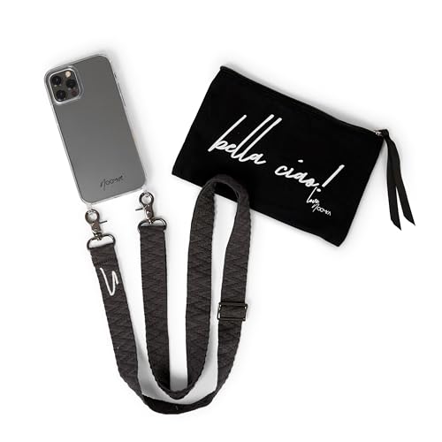 NOOMYA® Premium Fashion Handykette | Set Handyhülle iPhone 13 & Handyband Phantom Grey | Handygurt zum Umhängen | Necklace Hülle mit Band | Set Wechselband mit Phone Case | Geschenk von NOOMYA