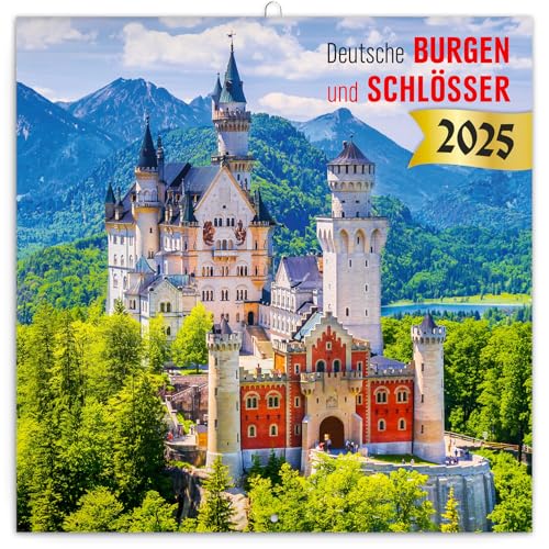 NOTIQUE Wandkalender 2025 Deutsche Burgen Kalender, Broschürenkalender mit Monatskalendarium, Broschurkalender Naturkalender Kalender 30 x 30 cm (30x60 Geöffnet) von NOTIQUE