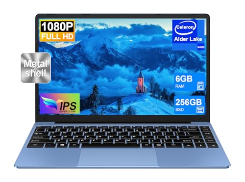 Laptop 14 Zoll Laptop Celeron N4020, Win 11 Notebook mit WiFi 5G 6+256GB SSD 1TB Erweiterung BT 4.2 Unterstützung Maus und Tastatur Wireless Protector-Blau von NOTODD