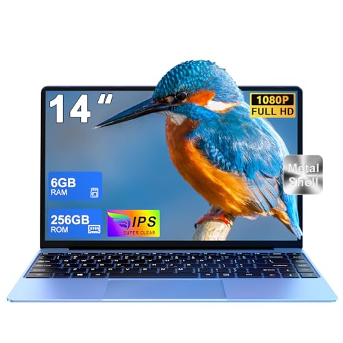 NOTODD OTODD Laptop Celeron N4020 Up to 2.8Ghz, Laptops 14 Inch Con 5G WiFi 6+256GB SSD Erweiterung 1TB, BT 4.2 1920 * 1080 FHD Mini Multimedia Anschluss, Notebook with Deutscher Keyboardfilm-Blue von NOTODD