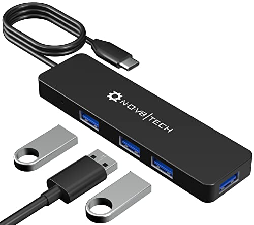 NOV8Tech 4-Port USB C Hub mit 2 ft Verlängerungskabel, USB C zu USB Hub 4 Ports USB 3.0, USB C zu USB Typ A für MacBook, Mac Pro, Mac Mini, iMac, & Typ C Geräte von NOV8TECH